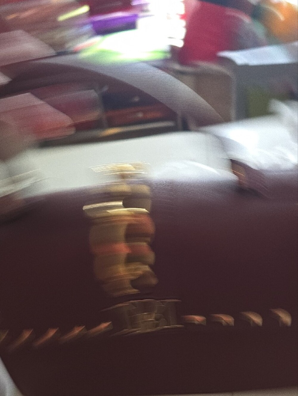Badgley Mischka Wine Studded Top-Handle Satchel with Gold Hardware - Picture 4 of 7